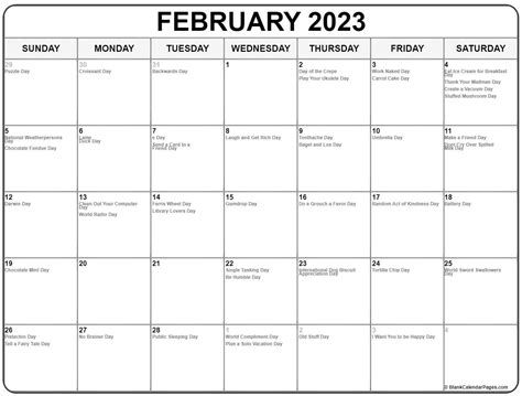 February 2023 Holiday Calendar 2023 Get Valentines Day 2023 Update