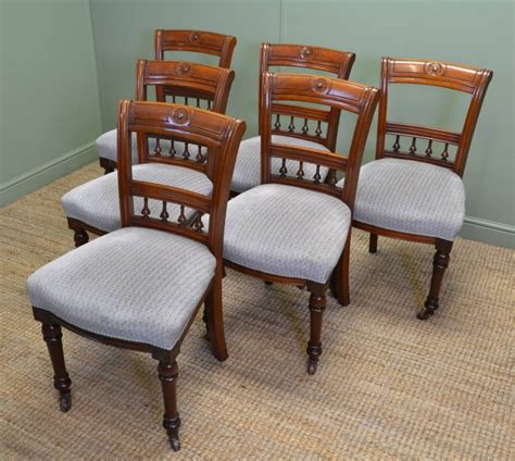 Set Of Six Victorian Walnut Antique Dining Chairs 262364