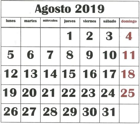 Büste Hintergrund Mundwasser Calendario Mes Agosto 2019 Para Imprimir