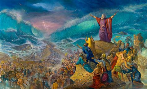 Original Oil Painting Moses Crossing The Sea By Alex Levin
