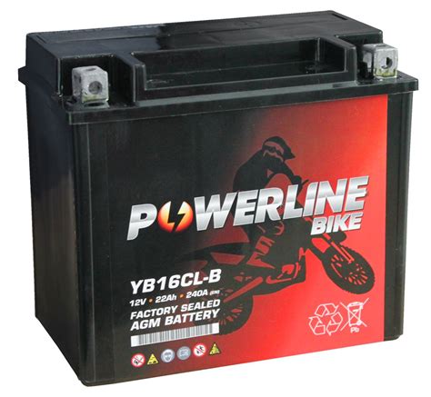 Yb16cl B Agm Powerline Motorcycle Battery 12v 22ah Yb16clb Agm