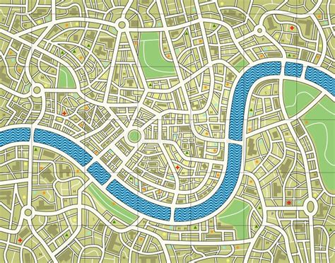 Map Of Generic Urban City In Perspective Angle Stock Illustration