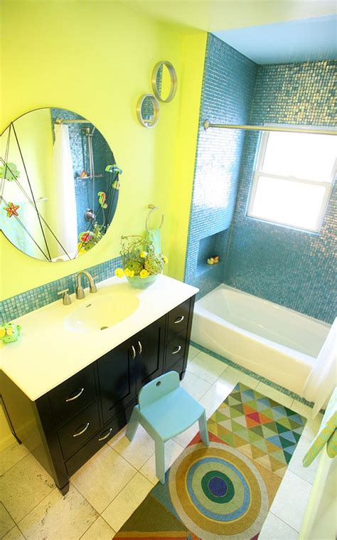 Yellow adds a bit of cheerfulness to a bath, whether it's a pastel shade for a more casual look or a golden tone for a sophisticated style. Trendy Twist to a Timeless Color Scheme: Bathrooms in Blue ...
