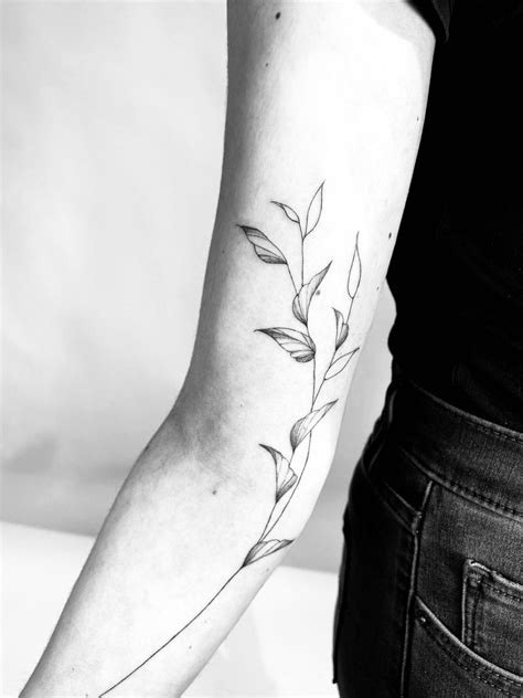 Leaves Tattoo Branch Tattoo Simple Line Tattoo Inner Arm Tattoo