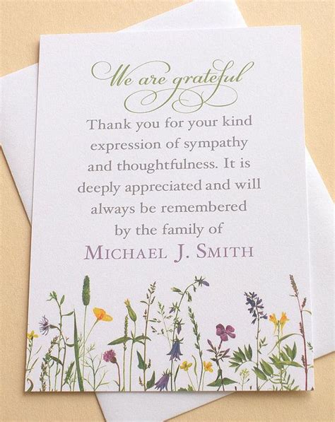 English Or Spanish Sympathy Thank You Cards With Pretty Wild Etsy