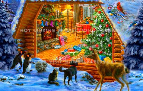 Best 44 Holiday Log Cabin Fireplace Wallpaper On