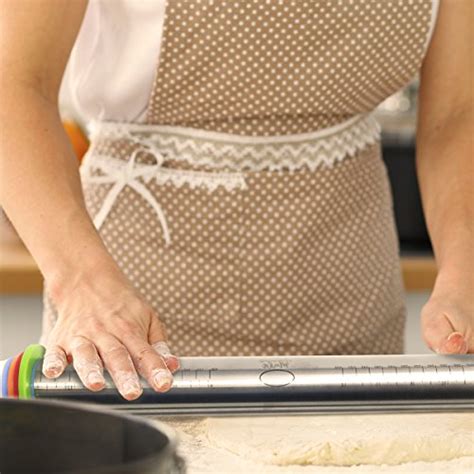 Adjustable Rolling Pin With Thickness Rings Guides Non Stick 17