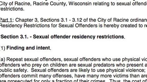 Ordinance Passed In Racine To Limit Where Sex Offenders Can Live