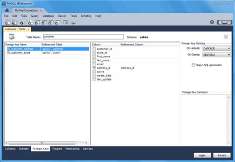 Mysql Mysql Workbench Manual Foreign Keys Tab