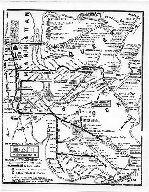 1940 Bmt Subway Elevated Map Bw