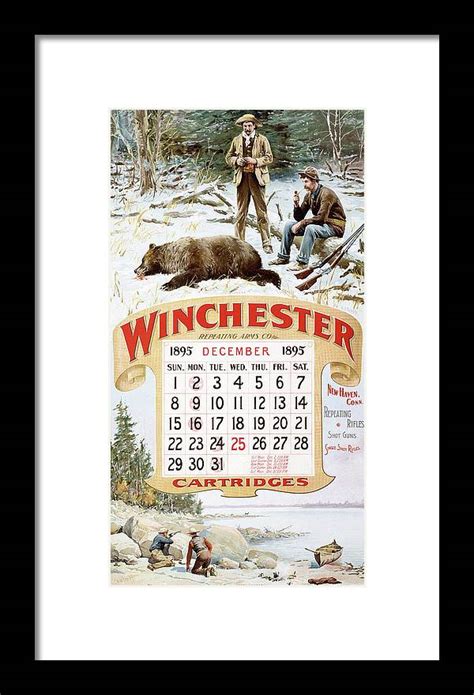 1895 Winchester Repeating Arms And Ammunition Calendar Framed Print By