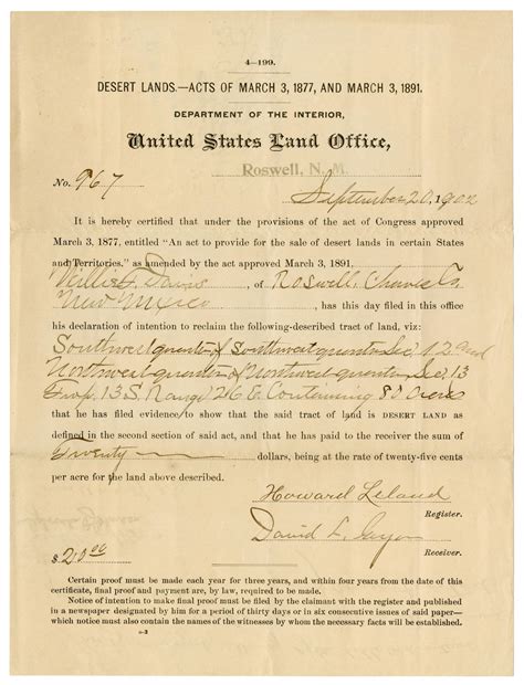 United States Land Office Deed September 20 1902 The Portal To