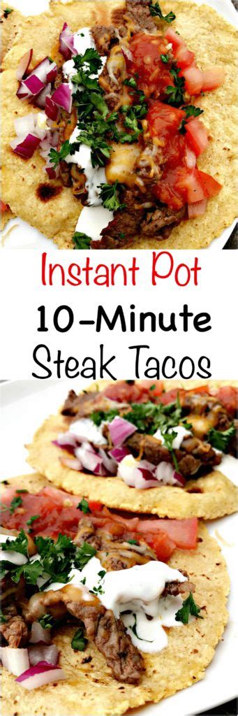 When the oil is hot add half of the flank steak and cook 2 to 3 minutes until it starts to brown. Instant Pot 10-Minute Steak Tacos (Carne Asada) - Instant ...