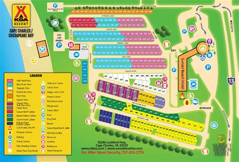 Campground Map Cape Charleschesapeake Bay Koa Resort