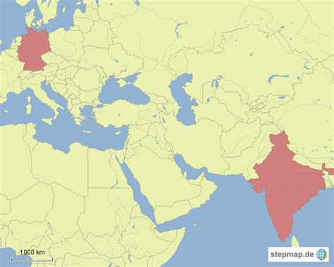 Indien ist das größte land in südasien und nach china das bevölkerungsmäßig zweitgrößte land der welt. StepMap - Deutschland Indien - Landkarte für Deutschland