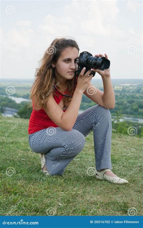 Young Girl With Camera Stock Photo Image Of Digital 20516702
