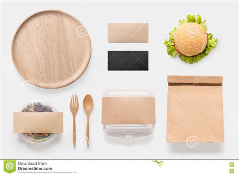 design concept  mockup burger  salad set  white stock image image  fast lunch