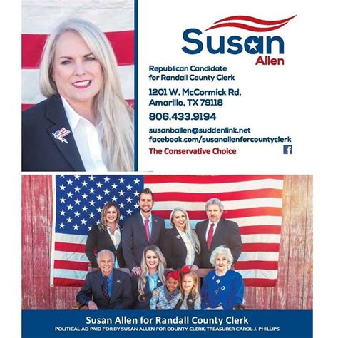 Susan Allen Republican Candidate Randall County Clerk