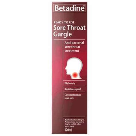 Betadine Ready To Use Sore Throat Gargle 120ml Discount Chemist