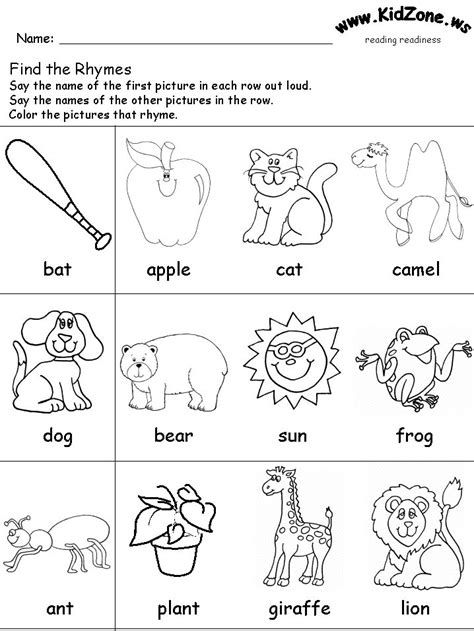 30 Rhyme Words For Kindergarten Worksheets Coo Worksheets