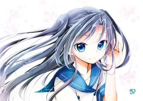 Anime Girl With Black Hair And Blue Eyes Anime Girl
