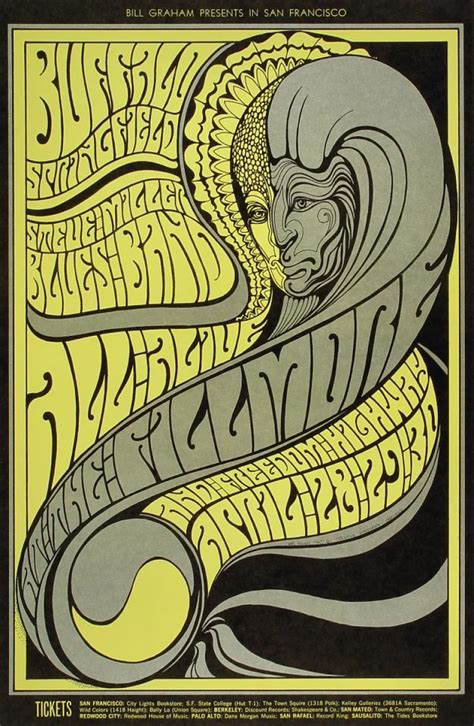 Buffalo Springfield Vintage Concert Poster From Fillmore Auditorium