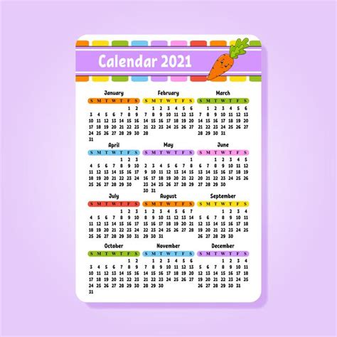 Premium Vector Calendar 2021 With Cute Character