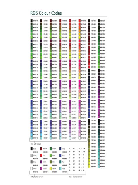 Rgb Color Codes Pdf Free Download Rgb Color Chart Template Waldo Harvey