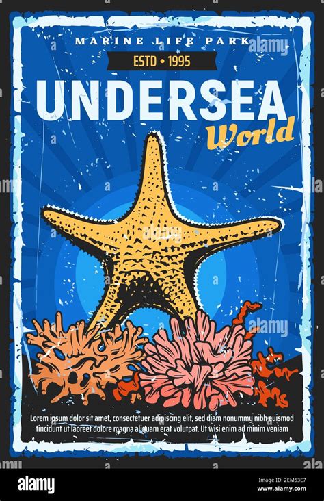 Oceanarium Undersea World Retro Poster Aquarium And Marine Life Zoo
