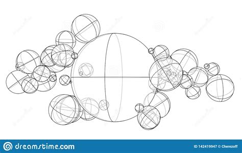 Abstract Outline Spheres Concept Vector Stock Vector Illustration Of