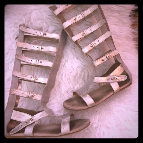 Joyfolie Shoes Joyfolie Metallic Silver Gray Gladiator Sandals