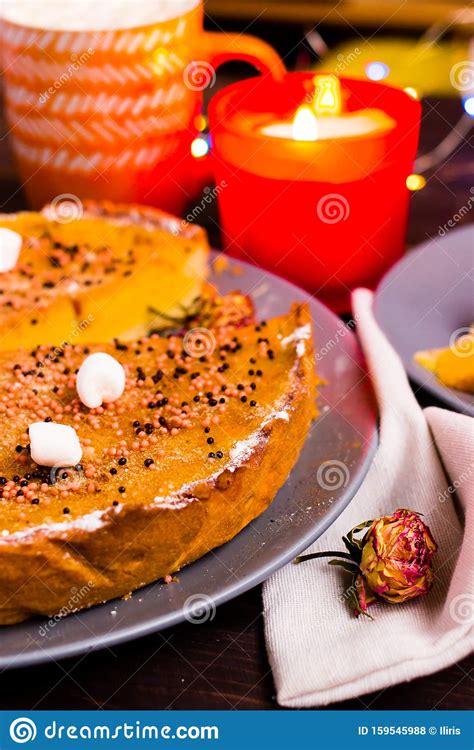 A deep pie dish is essential for fitting in as many hot, fluffy apples as you can. Pumpkin Pie Traditional Thanksgiving Tasty Tart. Autumnal Food Background With Hand Made Baked ...