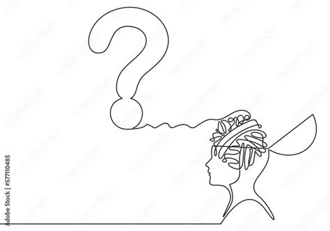 Concept Of Confused Feelings In One Continuous Line Drawing Human Head
