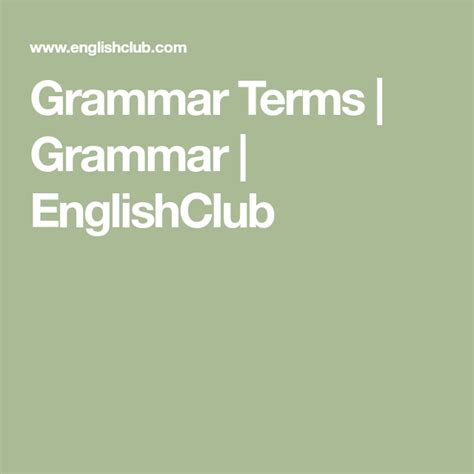 Grammar Terms Grammar Englishclub Grammar Terms Linguistics
