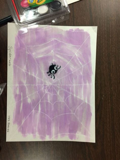 Watercolor Spiderweb Draw A Web On White Paper In White Crayon And