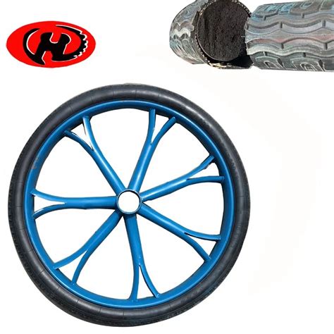 Heavy Duty 13 Inch Flat Free Rubber Wheel For Wheel Cart Puncture Proof