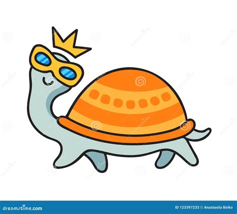 Funny Turtle In Sunglasses And Crown Stock Vector Illustration Of