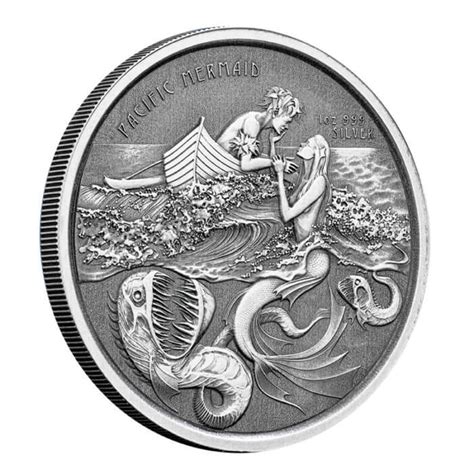 2021 Samoa Pacific Mermaid 1 Oz Silver Antique Coin