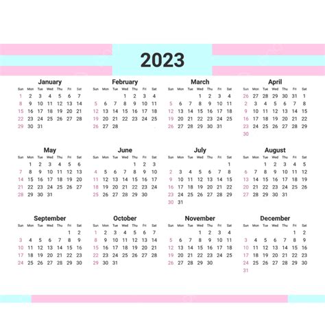 Simple Pink 2023 Calendar Date New Year 2023 Png Transparent Clipart