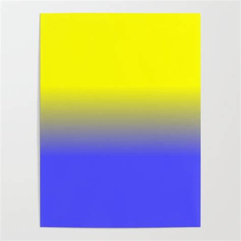 Neon Yellow And Neon Blue Ombré Shade Color Fade Poster By Podartist