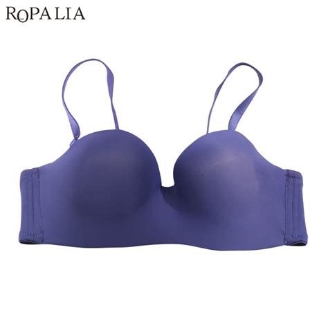 Women Padded Push Up Bras Solid Glossy Seamless Half Cup Bras Soft