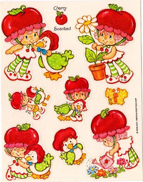 Vintage Kenner Strawberry Shortcake Cherry Cuddler And Gooseberry Sticker