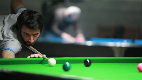 Young Man Playing Billiard (snooker)snooker Stock Footage ...