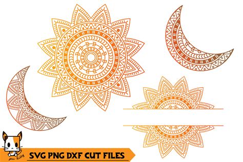 Sun Moon Monogram Mandala Svg Png Dxf Cut Files Cut