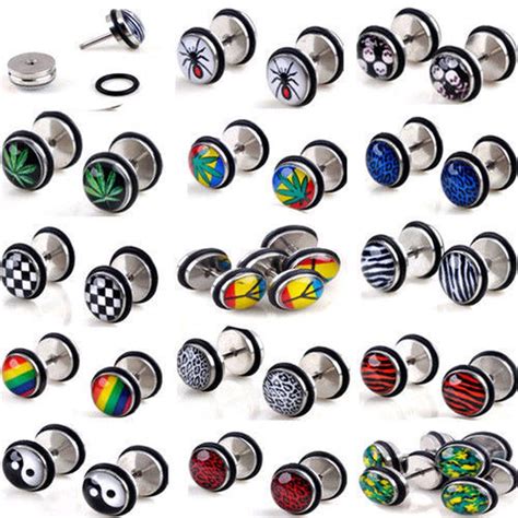 Pcs Wholesale Mix Color Body Jewelry Fake Cheater Ear Plug Expander Pierce Tunnel Stainless