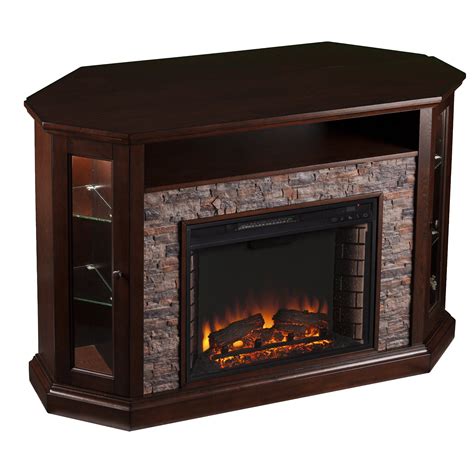 Wildon Home ® Rupert Faux Stone Corner Convertible Electric Fireplace