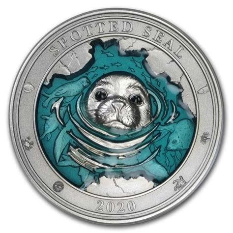 Buy 2020 Barbados 3 Oz Silver Antique Underwater World Spotted Seal