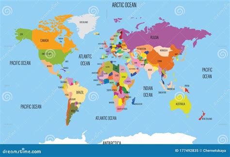 World Map With Names Of Countries And Oceans World Map