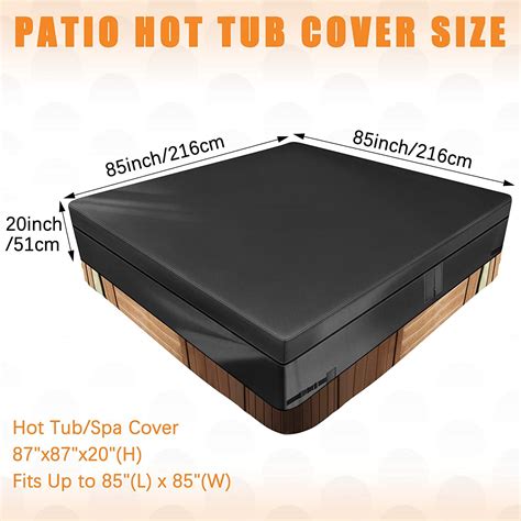 Square Hot Tub Cover Black Outdoor Spa Covers Waterproof Hot Tub