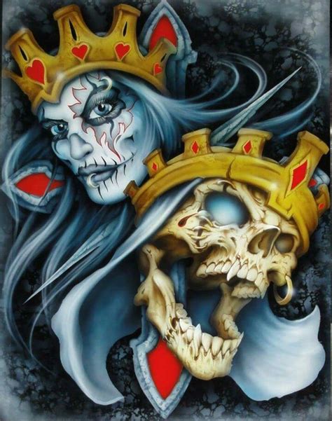 Queen And King Skull Girl Tattoo Skulls Drawing Calaveras Art